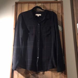 Silk button down blouse.